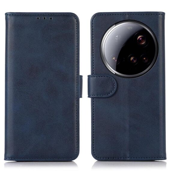 Per Xiaomi 15 Ultra Custodia per telefono in pelle con texture di mucca (blu)