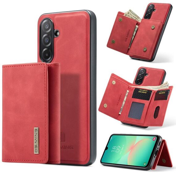 Per Samsung Galaxy A26 5G DG.MING M1 Series Portafoglio multi-carta a 3 ante + custodia magnetica per telefono (rosso)