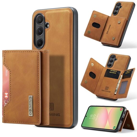 Per Samsung Galaxy A56 5G DG.MING M2 Series Borsa multi-carta a 3 pieghe + Custodia magnetica per telefono (marrone)
