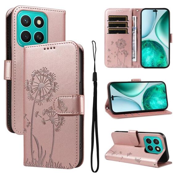 Per Honor X8c 4G Global Dandelion Embossed Pattern Flip Custodia in pelle per telefono (oro rosa)