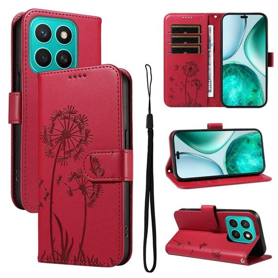 Per Honor X8c 4G Global Dandelion Embossed Pattern Flip Custodia in pelle per telefono (rosso)
