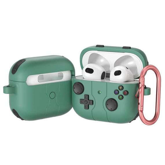 Per AirPods 3 Custodia in silicone per auricolari wireless in stile console di gioco (verde pino)