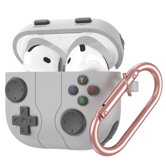 Per AirPods 4 Custodia in silicone per auricolari wireless in stile console di gioco (grigio roccia)