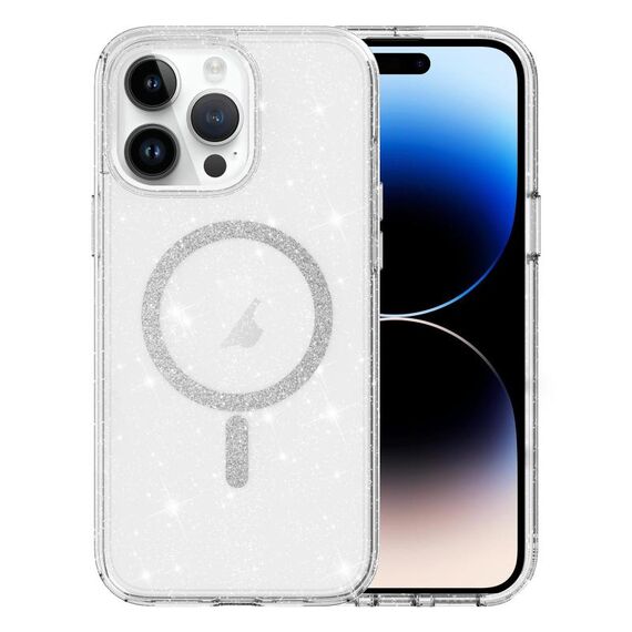 Per iPhone 14 Pro Custodia per telefono MagSafe con polvere glitterata trasparente (trasparente)