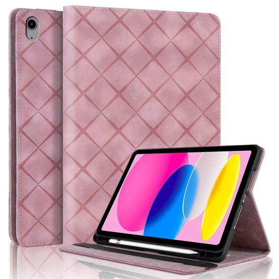 Per iPad 2025/2022 Custodia per tablet intelligente in pelle goffrata a rombo (rosa)