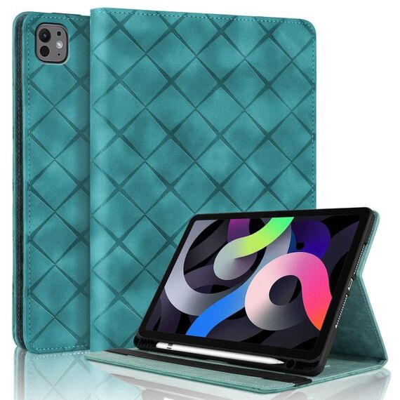 Per iPad Air 11 2025/2024 Custodia per tablet intelligente in pelle goffrata a rombo (verde)