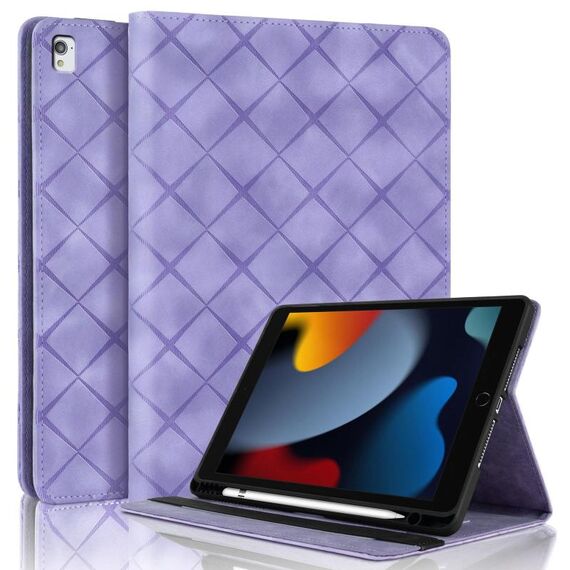 Per iPad 10.2 2021 / Air 10.5 Custodia per tablet intelligente in pelle goffrata a rombo (viola)