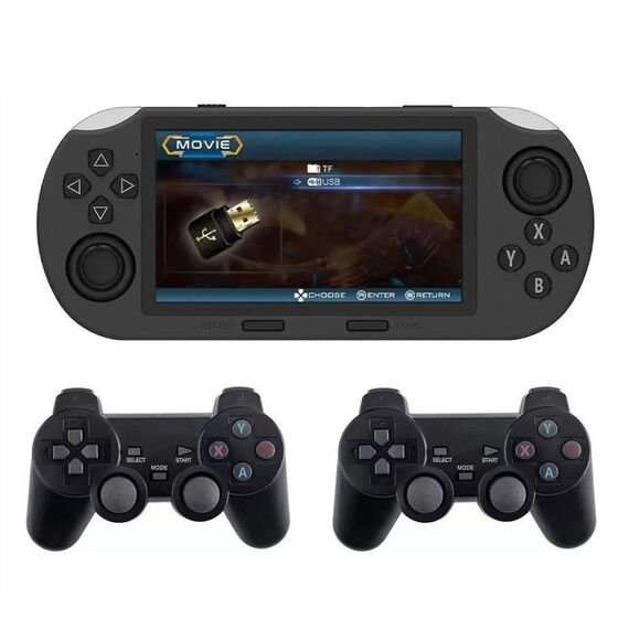 Console di gioco portatile con schermo IPS da 4,5 pollici, 64 GB, 20000 giochi integrati, modello: SF3000 con 2 maniglie