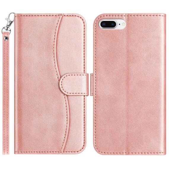 Per iPhone 7 Plus / 8 Plus Custodia in pelle a forma di S con doppia piegatura (oro rosa)