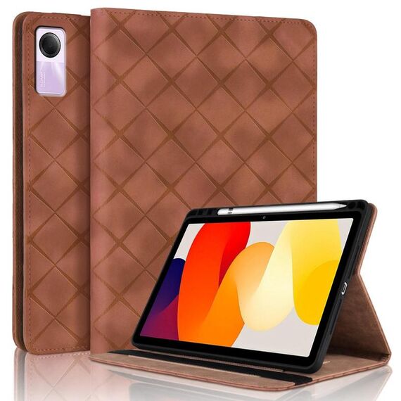 Per Xiaomi Redmi Pad SE 11 2023 Custodia per tablet intelligente in pelle goffrata a rombo (marrone)