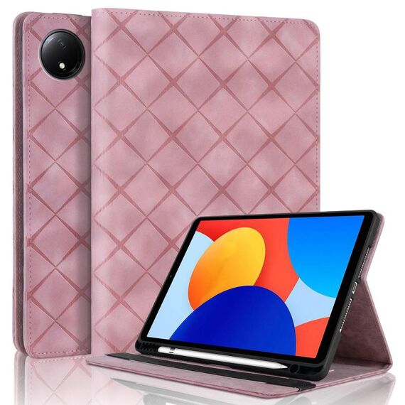 Per Xiaomi Redmi Pad SE 8.7 Custodia per tablet intelligente in pelle goffrata a rombo (rosa)