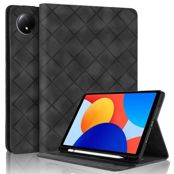 Per Xiaomi Redmi Pad SE 8.7 Custodia per tablet intelligente in pelle goffrata a rombo (nera)
