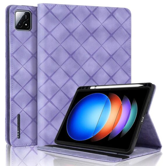Per Xiaomi Pad 6S Pro 12.4 Custodia per tablet in pelle goffrata a rombo (viola)