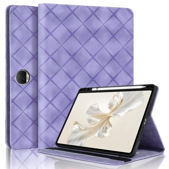 Per Honor Pad 9 12.1 2023 Custodia per tablet in pelle goffrata a rombo (viola)