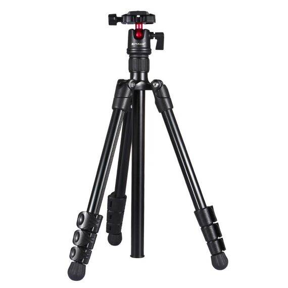 Supporto per treppiede in metallo con gambe pieghevoli a 4 sezioni PULUZ con testa a sfera a 360 gradi per DSLR e fotocamera digitale, altezza regolabile: 42-130 cm