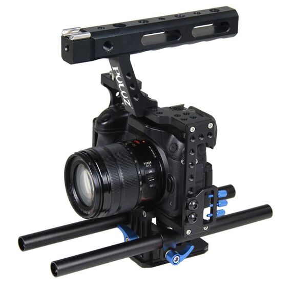 Stabilizzatore della maniglia della gabbia della fotocamera PULUZ per Sony A7 & A7S & A7R, A7 II e A7R II & A7S II, A7R III e A7S III, A7R III, A6000, A6500, A6300, Panasonic Lumix DMC-GH4 (blu)