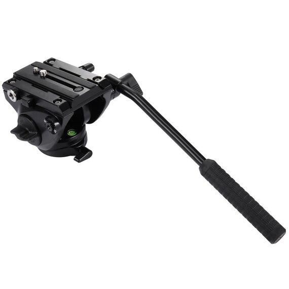 PULUZ Heavy Duty Video Camera Tripod Action Fluid Drag Head con piastra scorrevole per fotocamere DSLR e SLR, di grandi dimensioni (nero)