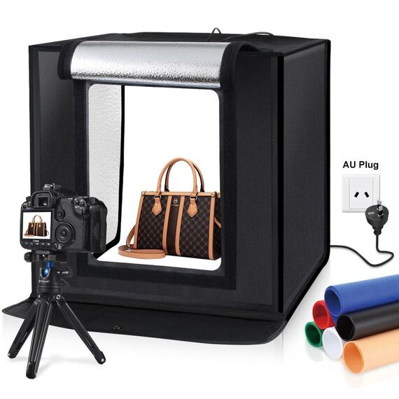 Pulluz 40cm Pieghevole Portable Portable 24 W 5500K Bianco Light Dimmable Photo Illuminazione Studio Studio Tenda Tenda Kit con 6 colori (Nero, Arancione, Bianco, Rosso, Verde, Blu) Fondali (Plug AU)