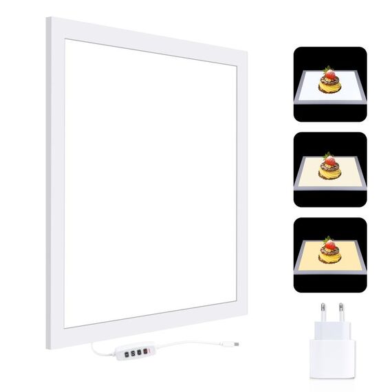 PULUZ 38cm 1200LM LED Photography Pad pannello lampada senza ombre con interruttore, materiale metallico, nessuna luce dimmerabile polare, area effettiva 34,7 cm x 34,7 cm (spina UE)