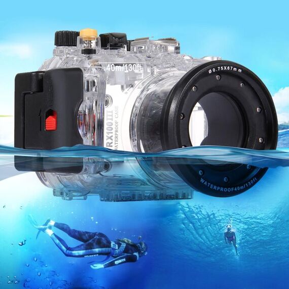 Custodia impermeabile per fotocamera subacquea PULUZ da 40 m per Sony RX100 III (trasparente)