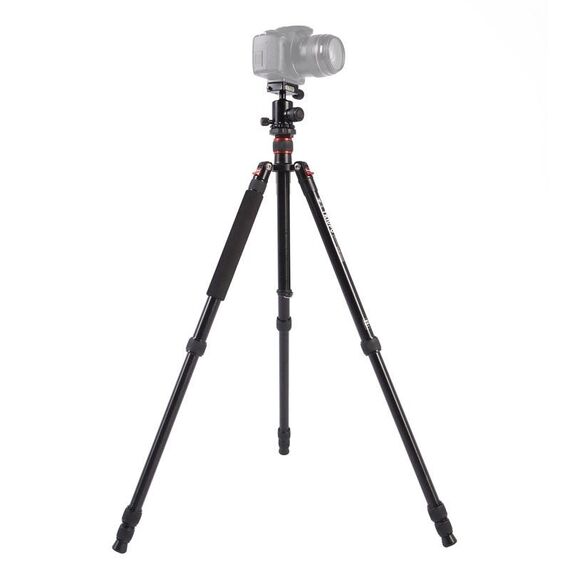Triopo MT-2504C Treppiede in alluminio portatile regolabile con testa a sfera NB-1S per fotocamera DSLR Canon Nikon Sony (nero)