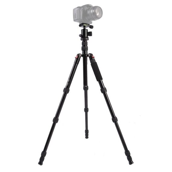 Triopo MT-2505C Treppiede in alluminio portatile regolabile con testa a sfera NB-1S per fotocamera DSLR Canon Nikon Sony (nero)