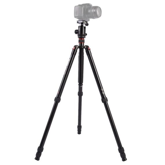 Triopo MT-2804C Treppiede in alluminio portatile regolabile con testa a sfera NB-2S per fotocamera DSLR Canon Nikon Sony (nero)