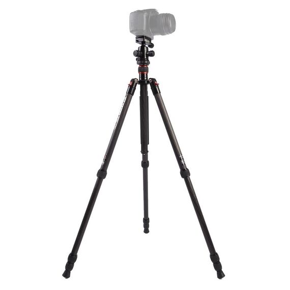 Triopo GT-2504X8.C Treppiede portatile regolabile in fibra di carbonio con testa a sfera in alluminio B-1 per fotocamera DSLR Canon Nikon Sony (nero)