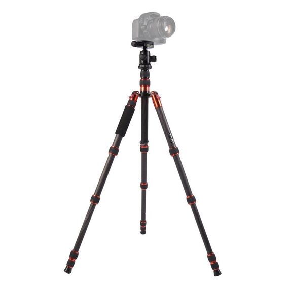 Triopo GT-2505x8.C Treppiede portatile regolabile in fibra di carbonio con testa a sfera in alluminio B-1 per fotocamera DSLR Canon Nikon Sony (nero)