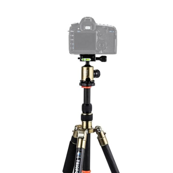 Triopo GT-2505x8.C Treppiede portatile regolabile in fibra di carbonio (oro) con testa a sfera in alluminio B-1 (nero) per fotocamera DSLR Canon Nikon Sony