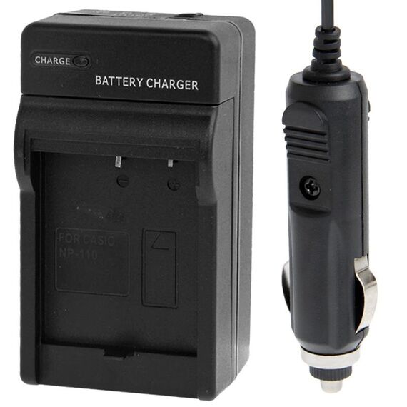 Caricabatteria da auto per fotocamera digitale per Casio NP-130 (nero)