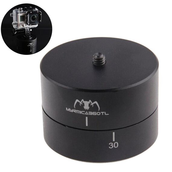 MYRMICA 360TL Time Lapse Pan e Tilt Head / Supporto per videocamera con rotazione automatica a 360 gradi per GoPro HERO9 Black / HERO8 Black / 7/6/5/5 Sessione / 4/3 + / 3/2/1 (Nero)