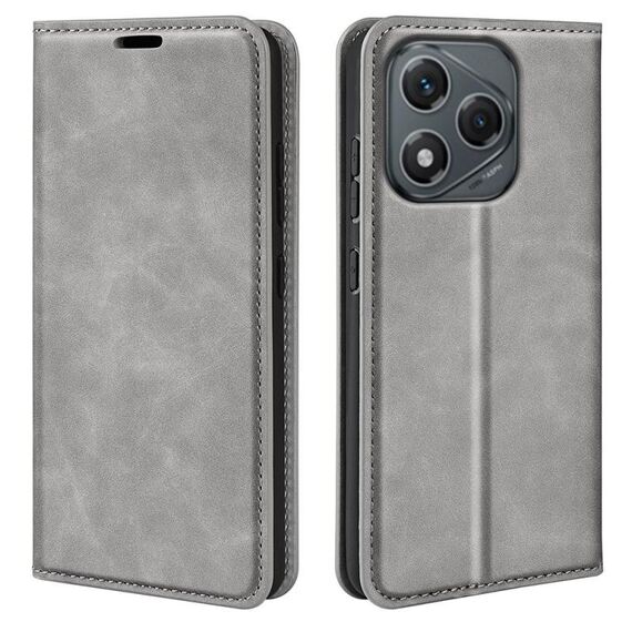 Custodia in pelle con ventosa magnetica per Honor 400 Lite Retro-skin (grigio)