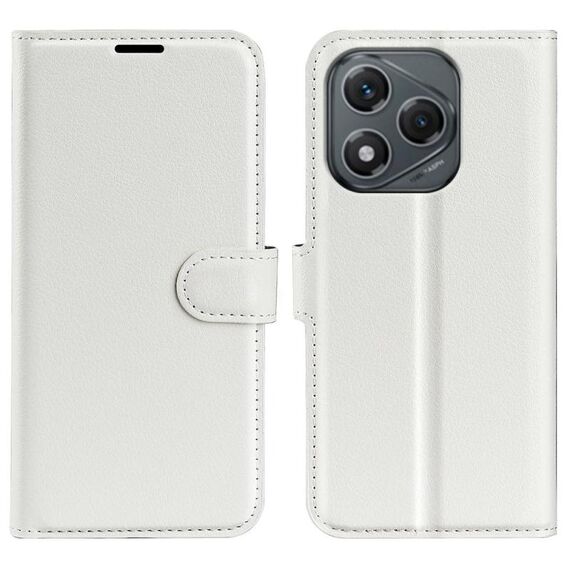 Custodia per telefono in pelle con supporto e flip orizzontale Litchi Texture per Honor 400 Lite (bianca)