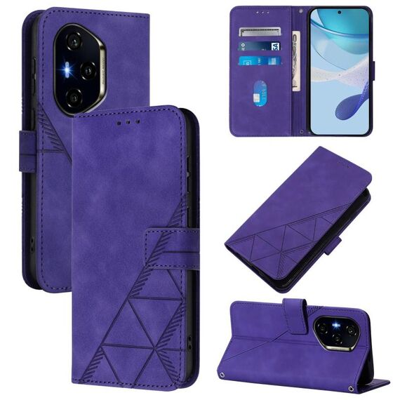 Custodia a tracolla in pelle con stampa 3D per Honor 400 (viola)