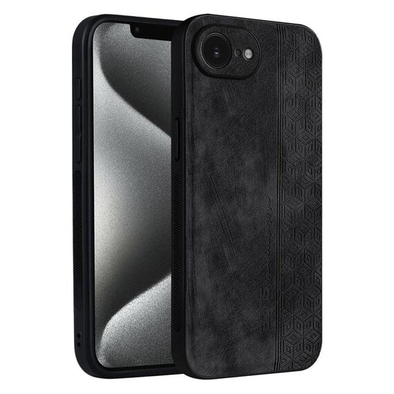 Per iPhone 16e AZNS Custodia per telefono con effetto pelle in rilievo 3D (nero)