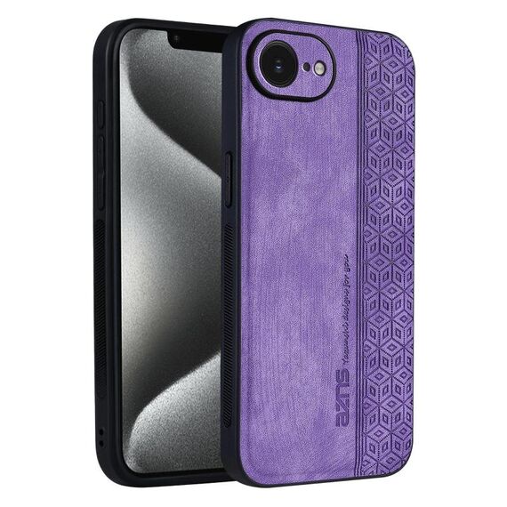 Per iPhone 16e AZNS Custodia per telefono con effetto pelle in rilievo 3D (viola)