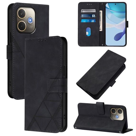 Custodia a tracolla in pelle con stampa 3D per OPPO A5 Pro 5G (nera)