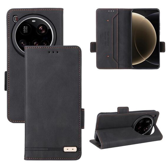 Per Xiaomi 15 Ultra Custodia in pelle con chiusura magnetica (nero)