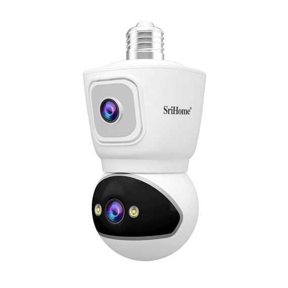 SriHome SH067 E27 4MP HD Telecamera a doppia lente per lampadina per interni (bianca)