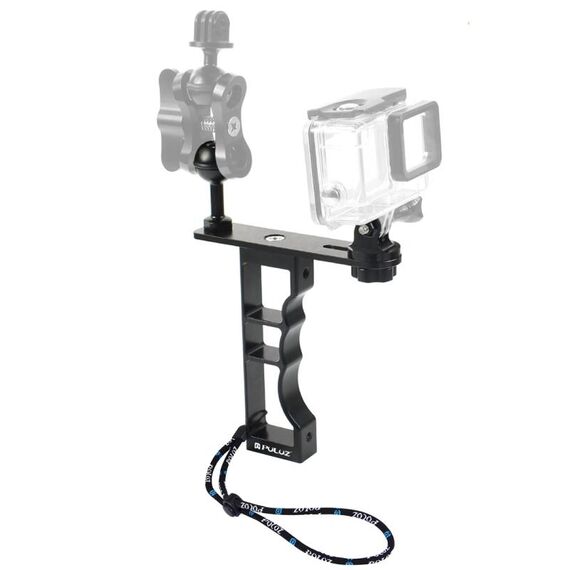 Supporto portatile per staffa per fotografia subacquea a mano singola in alluminio CNC PULUZ, compatibile con DJI Osmo Action, GoPro NEW HERO / HERO7 / 6/5/5 Session / 4 Session / 4/3 + / 3/2/1, Xiaoyi e altre action cam, Fotocamere DSLR (nere)
