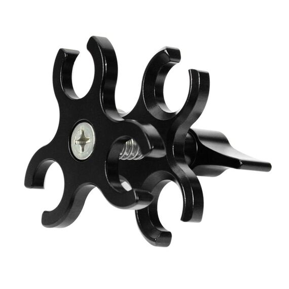 PULUZ Morsetto a tripla sfera Foro aperto Staffa per fotocamera subacquea Morsetto per torcia a molla in alluminio CNC per sistema di fotografia subacquea (nero)