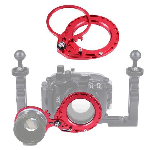 PULUZ Adattatore diottrico per lenti bagnate oscillanti da 67 mm a 67 mm in lega di alluminio per custodia subacquea DSLR (rosso)