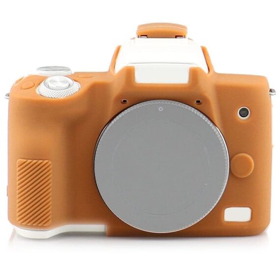 Custodia protettiva per corpo in pelle con armatura in silicone Richwell per fotocamera digitale Canon EOS M50 (marrone)