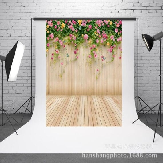 1.5m x 2.1m Simulazione Legno Plancia Fiore Parete Foto Puntelli Fotografia Sfondo Panno