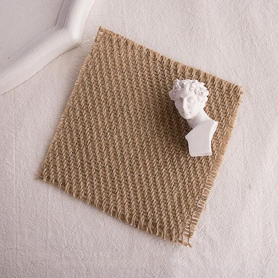 10 pezzi 12x12 cm bordi strappati vintage grossolana iuta profumata candela sottobicchiere fotografia decorazione puntelli (taglio)