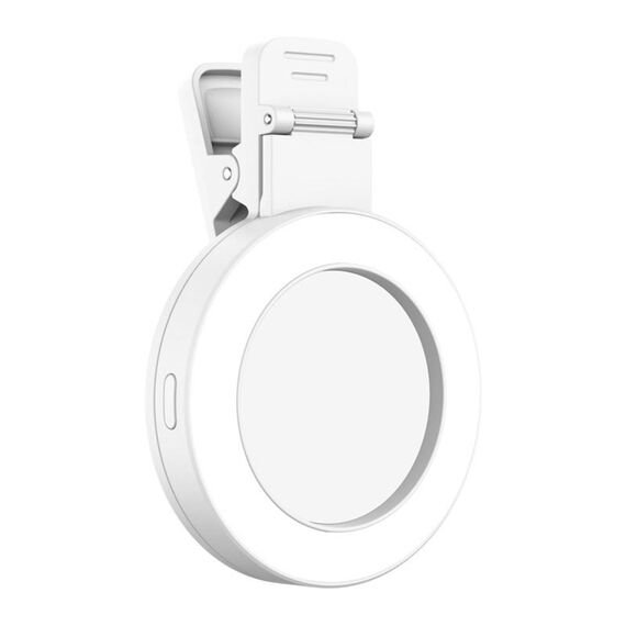 Specchio per selfie posteriore pieghevole con clip per cellulare, colore: bianco