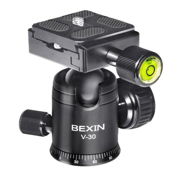 BEXIN Treppiede in lega di alluminio con rotazione a 360 gradi Testa a sfera da 30 mm con piastra a sgancio rapido