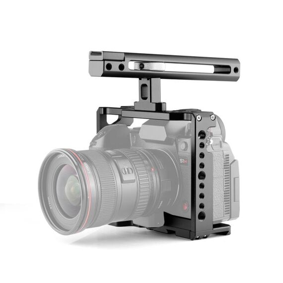 YELANGU C18 YLG0915A-B Stabilizzatore a gabbia per videocamera con impugnatura per Panasonic Lumix DC-S1H / DC-S1 / DC-S1R (nero)