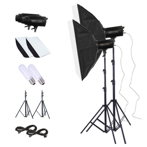 TRIOPO Oubao TTR400W 60x90cm Softbox da studio + Supporto per treppiede + 2x Lampadina E27 150W Illuminazione per fotografia Set di pezzi di traino